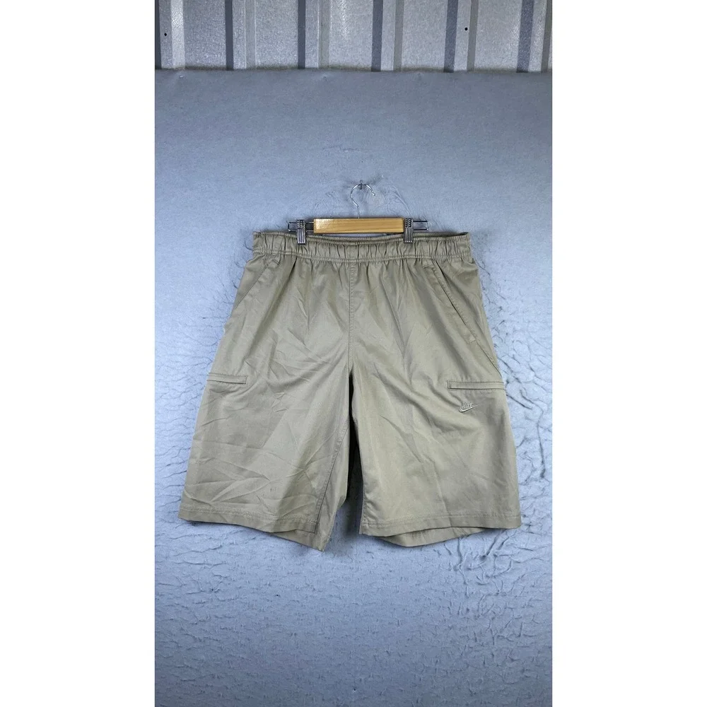 Nike Cargo Shorts Mens Large Tan Excellent Elastic Waist Athletic Casual 13654
